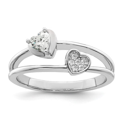 Sterling silver cubic zirconia heart ring