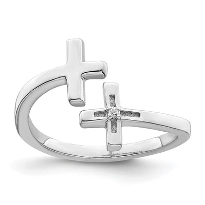 Sterling silver cubic zirconia cross ring