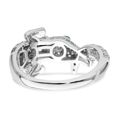 Sterling Silver Rhodium-plated Polished CZ Alligator Ring