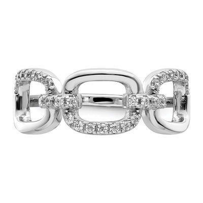 Sterling Silver Rhodium-plated Polished CZ 3 Square Ring