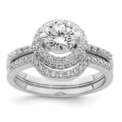 Sterling silver cubic zirconia engagement ring