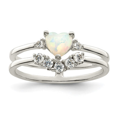 Sterling silver cubic zirconia heart band