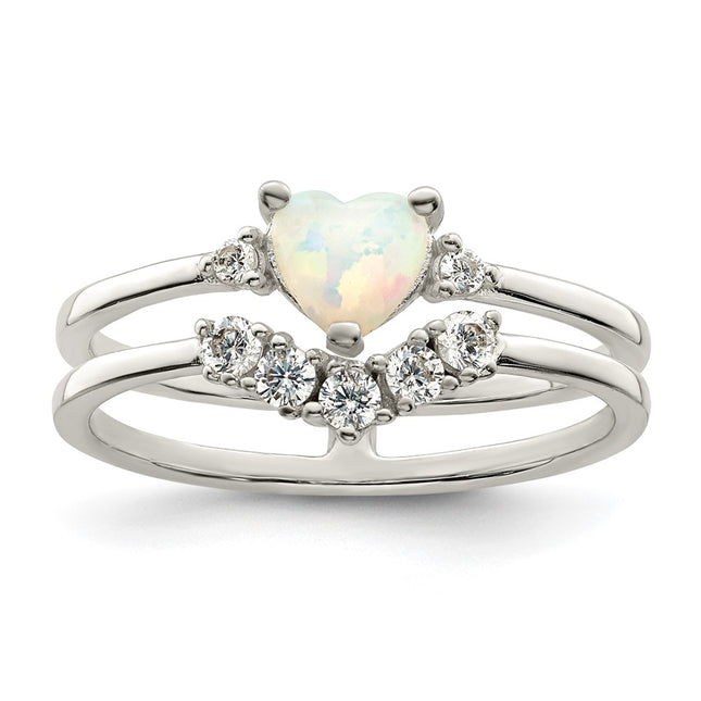 Sterling silver cubic zirconia heart band