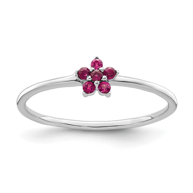 Sterling silver cubic zirconia flower ring