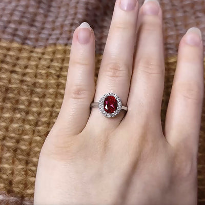 Sterling Silver Polished Rhodium-plated Red and Clear CZ Ring