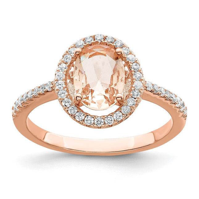 Sterling silver cubic zirconia oval ring