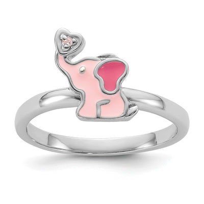 Sterling silver cubic zirconia elephant ring