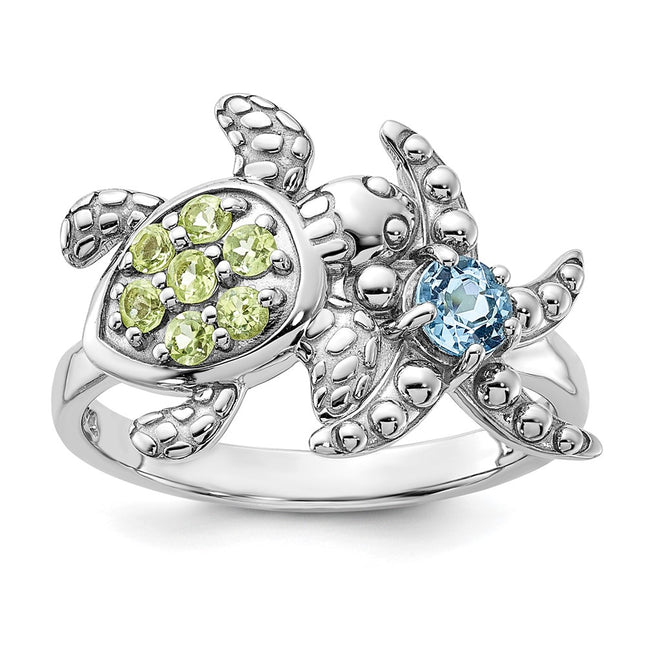 Sterling silver blue topaz starfish ring