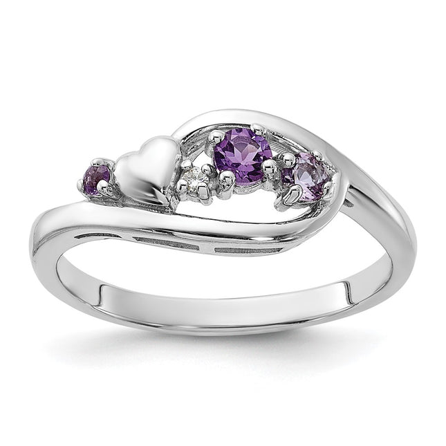 Sterling silver cubic zirconia heart ring