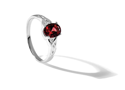 Sterling Silver Polished Garnet Ring