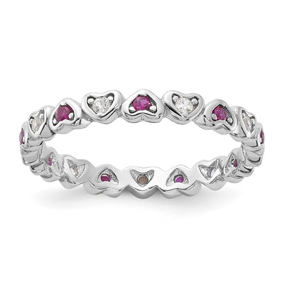 Sterling silver ruby heart ring