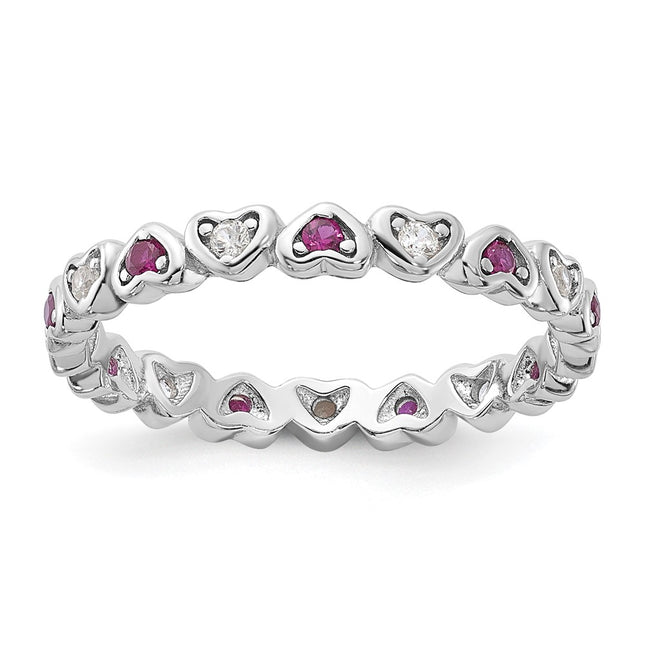 Sterling silver ruby heart ring