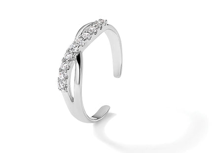 Sterling Silver Rhodium-plated CZ Toe Ring