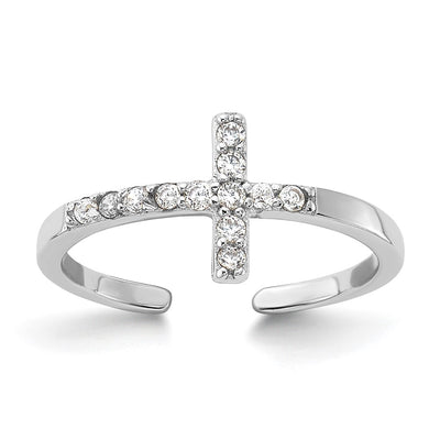 Sterling silver cubic zirconia cross ring