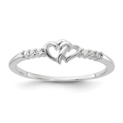 Sterling silver cubic zirconia heart ring