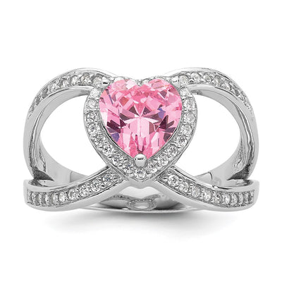 Sterling silver cubic zirconia heart ring