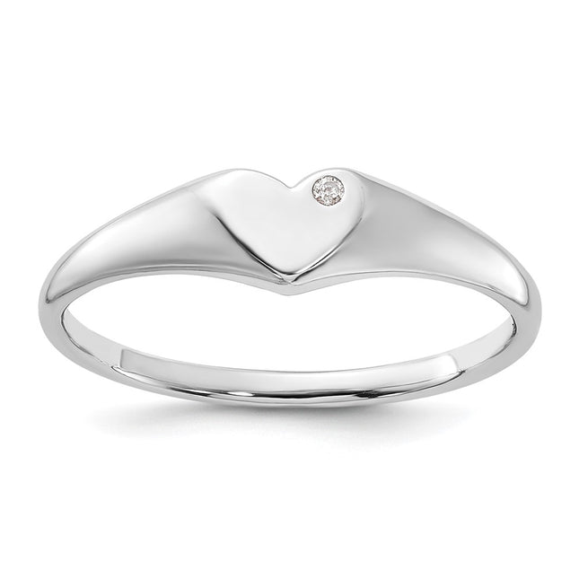 Sterling silver cubic zirconia heart signet ring