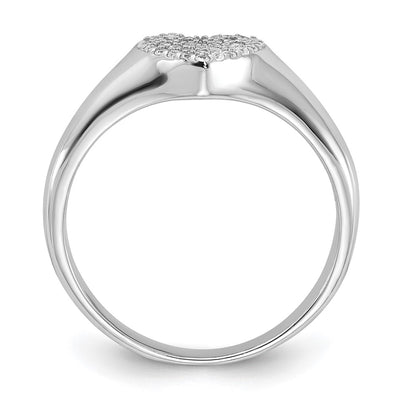 Sterling Silver Rhodium-plated Micro Pavé CZ Heart Ring