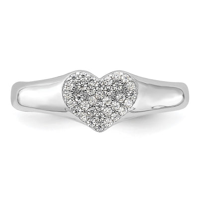 Sterling Silver Rhodium-plated Micro Pavé CZ Heart Ring