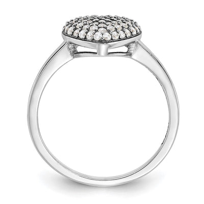Sterling Silver Rhodium-plated Pavé CZ Heart Ring