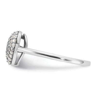 Sterling Silver Rhodium-plated Pavé CZ Heart Ring