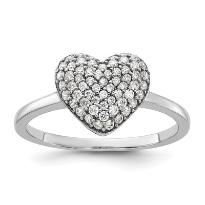 Sterling silver cubic zirconia heart ring