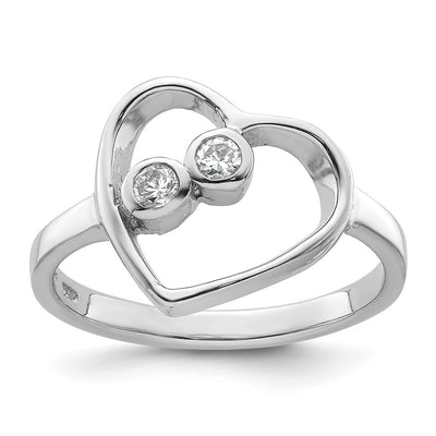 Sterling silver cubic zirconia heart ring