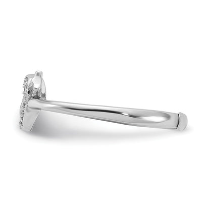 Sterling Silver Rhodium-plated CZ Heart with Arrow Adjustable Ring