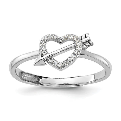 Sterling silver cubic zirconia heart ring