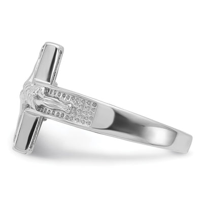 Sterling Silver Rhodium-plated INRI Crucifix Ring