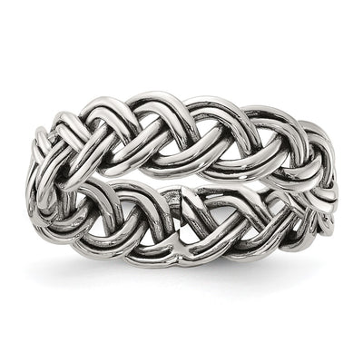 Sterling Silver Oxidize and Polished Braided Band