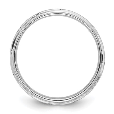 Sterling Silver Rhodium-plated with Antiqued Zig Zag Band Ring