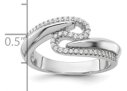 Pure Fire Sterling Silver Rhodium-plated Fancy CZ Ring