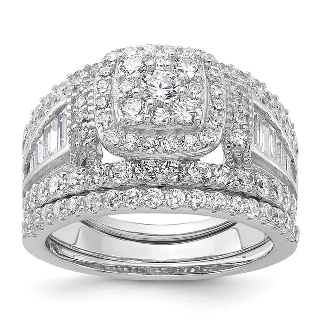 Sterling silver cubic zirconia engagement ring