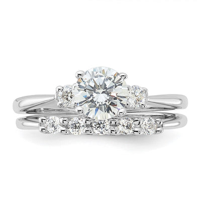 Sterling Silver Rhodium-plated Polished CZ Engagement Ring and Band Set