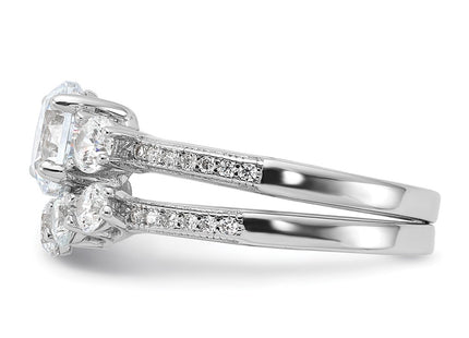 Sterling silver cubic zirconia engagement ring, another view