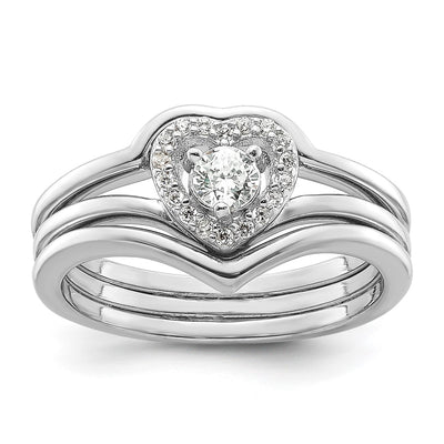 Sterling silver cubic zirconia heart band