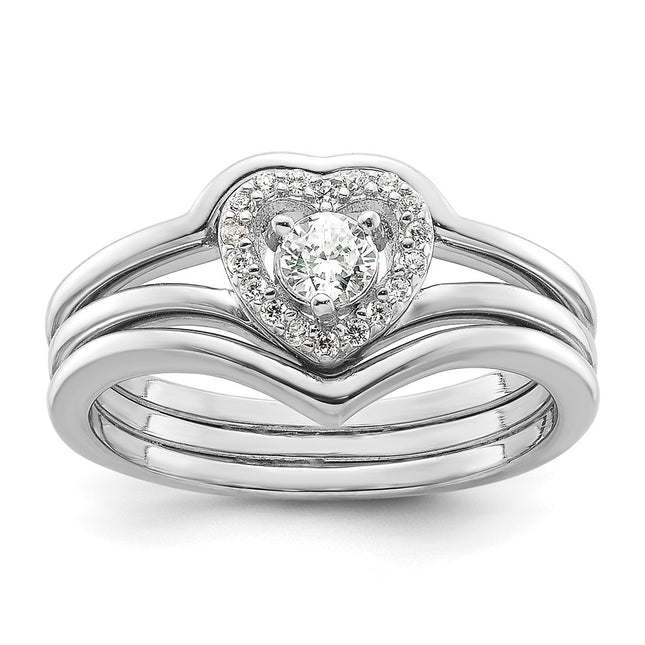 Sterling silver cubic zirconia heart band
