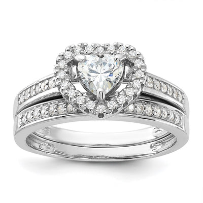 Sterling silver cubic zirconia heart band