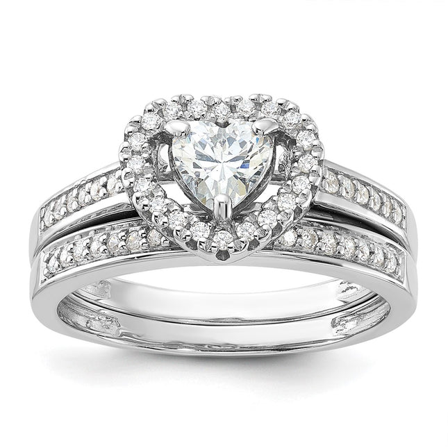Sterling silver cubic zirconia heart band