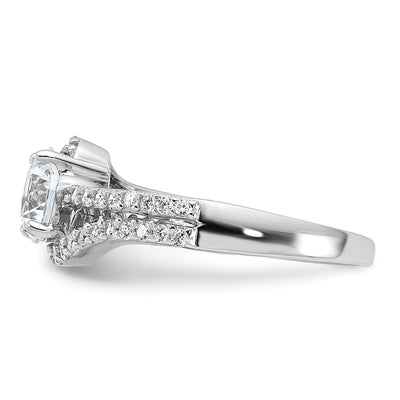 Sterling Silver Rhodium-plated CZ Double Row Ring