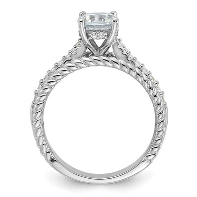 Sterling Silver Rhodium-plated Fancy Engagement CZ Ring