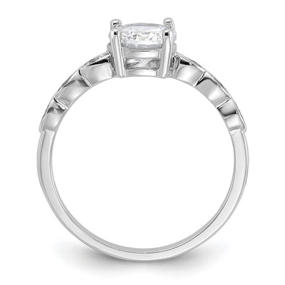 Sterling Silver Rhodium-plated Fancy CZ Engagement Ring