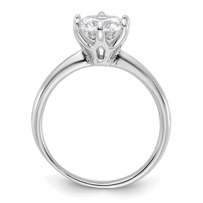 Sterling Silver Rhodium-plated CZ 6 Prong Solitaire Ring