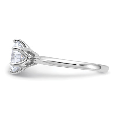 Sterling Silver Rhodium-plated CZ 6 Prong Solitaire Ring