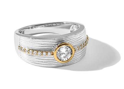 Sterling Silver Rhodium/Gold-tone CZ Ring