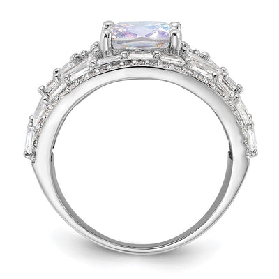 Sterling Silver Rhodium-plated Clear and Iridescent CZ Ring