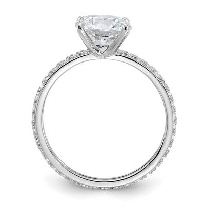 Sterling Silver Rhodium-plated CZ Solitaire Eternity Engagement Ring
