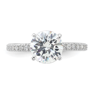 Sterling Silver Rhodium-plated CZ Solitaire Eternity Engagement Ring