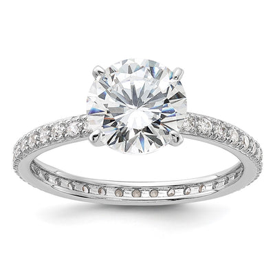 Sterling Silver Rhodium-plated CZ Solitaire Eternity Engagement Ring